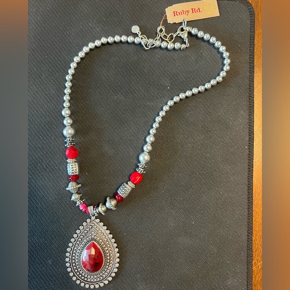 Ruby Rd. Jewelry - NWT Ruby Rd. red stone and silver tone necklace
